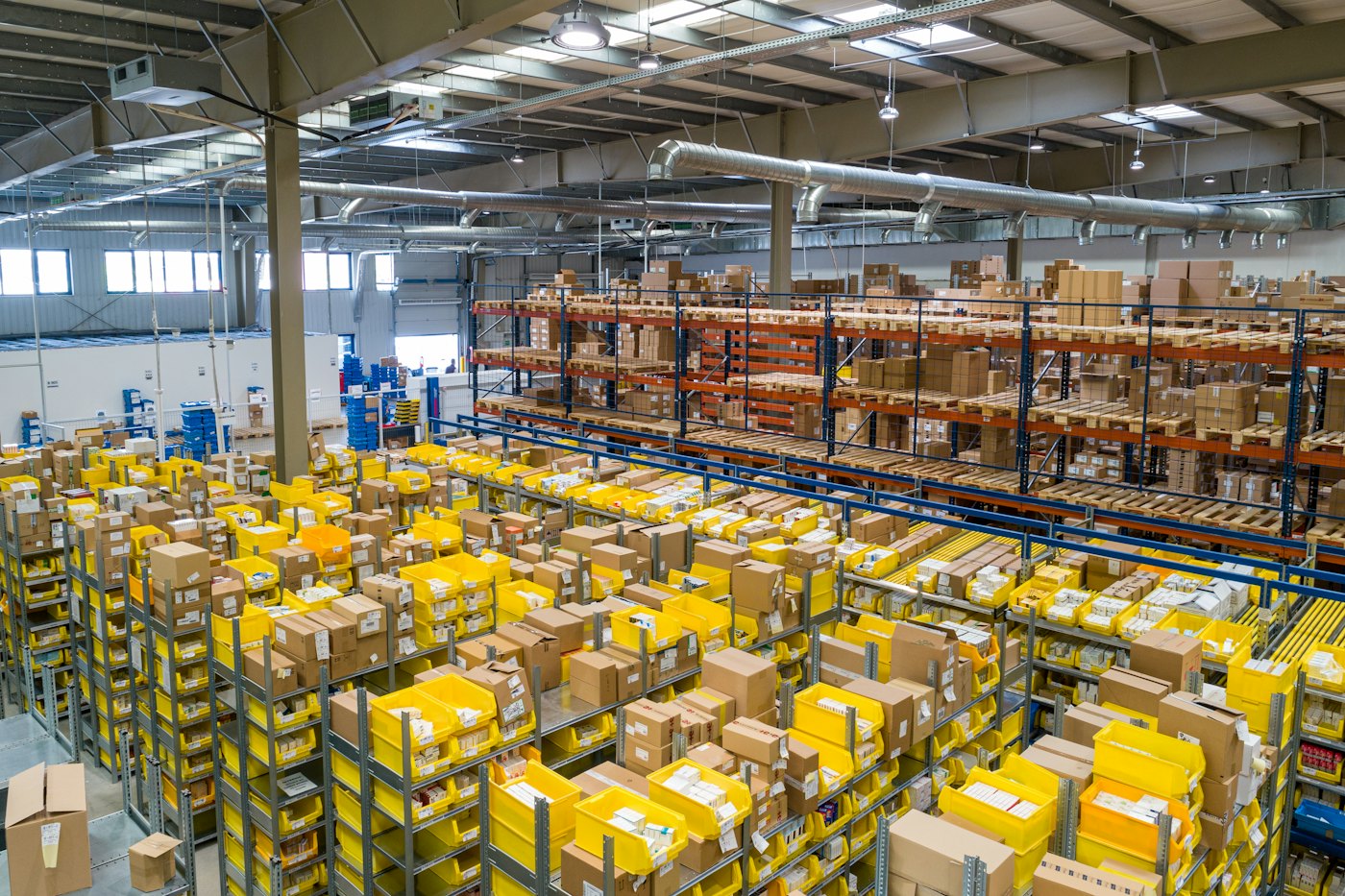 Interior of a large distribution warehouse
